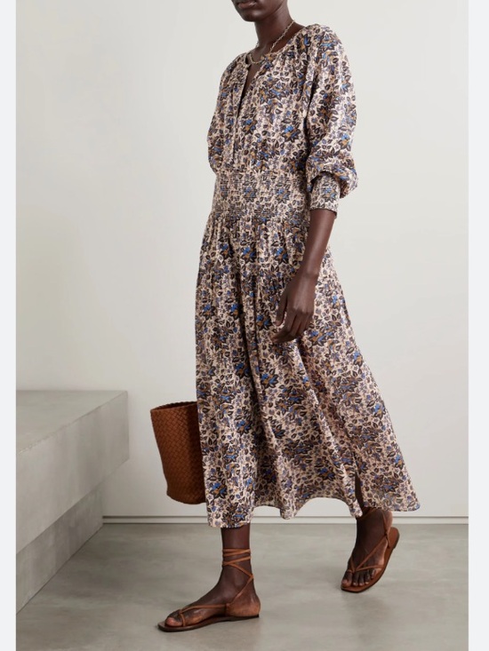 Apiece Apart Dresses & Skirts - APIECE APART La Ventura shirred floral-print organic cotton-voile dress